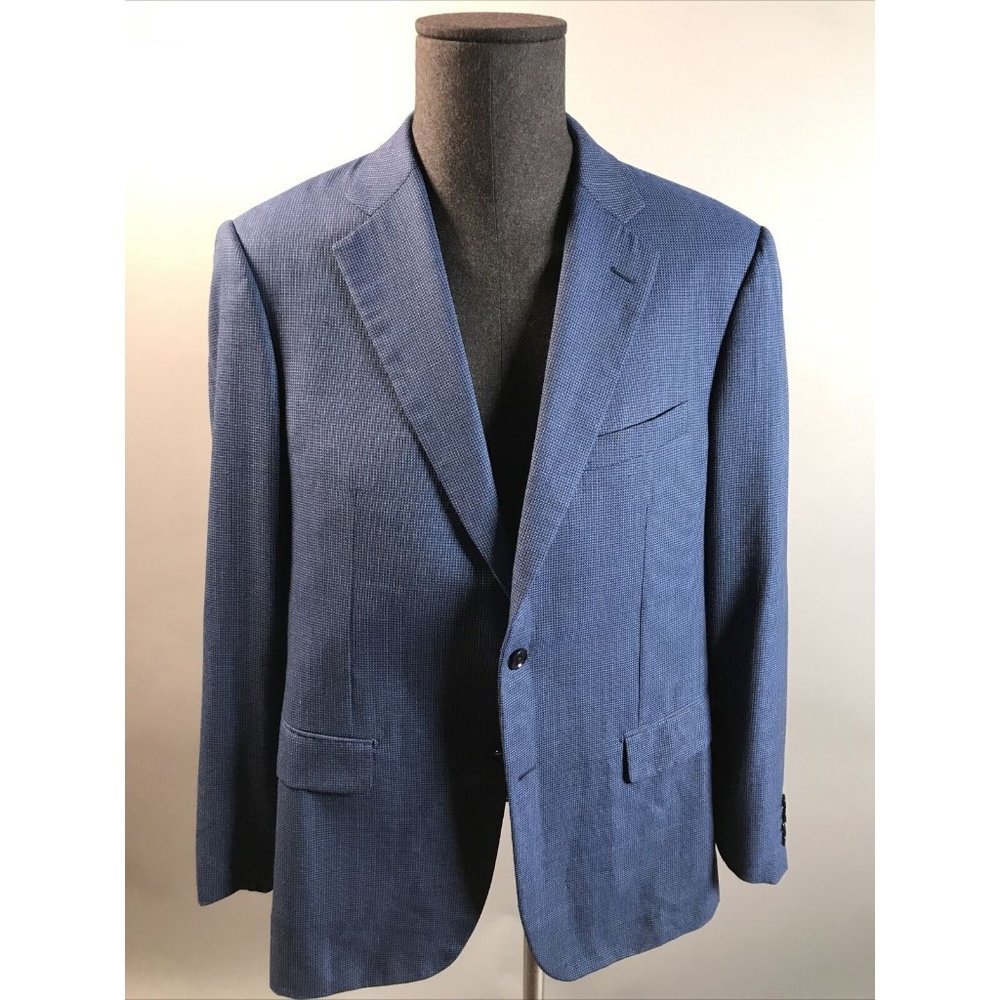 Pal Zileri Blue Wool 2Btn Sportcoat Blazer 44R Jacket Hopsack Italy